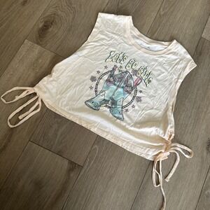 Goodie Two Sleeves Junior's‎ Western Cowboy Boots Crop Tie Sides Shirt XL